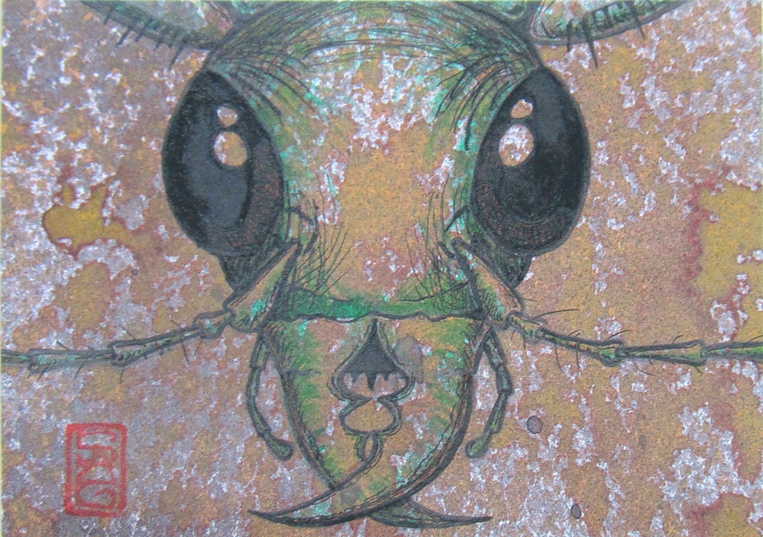 ACEO Green Tiger Beetle - Archival Print Insect Art