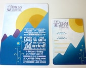 Sunny Hills Wedding Invitation Suite in Blue and Purple
