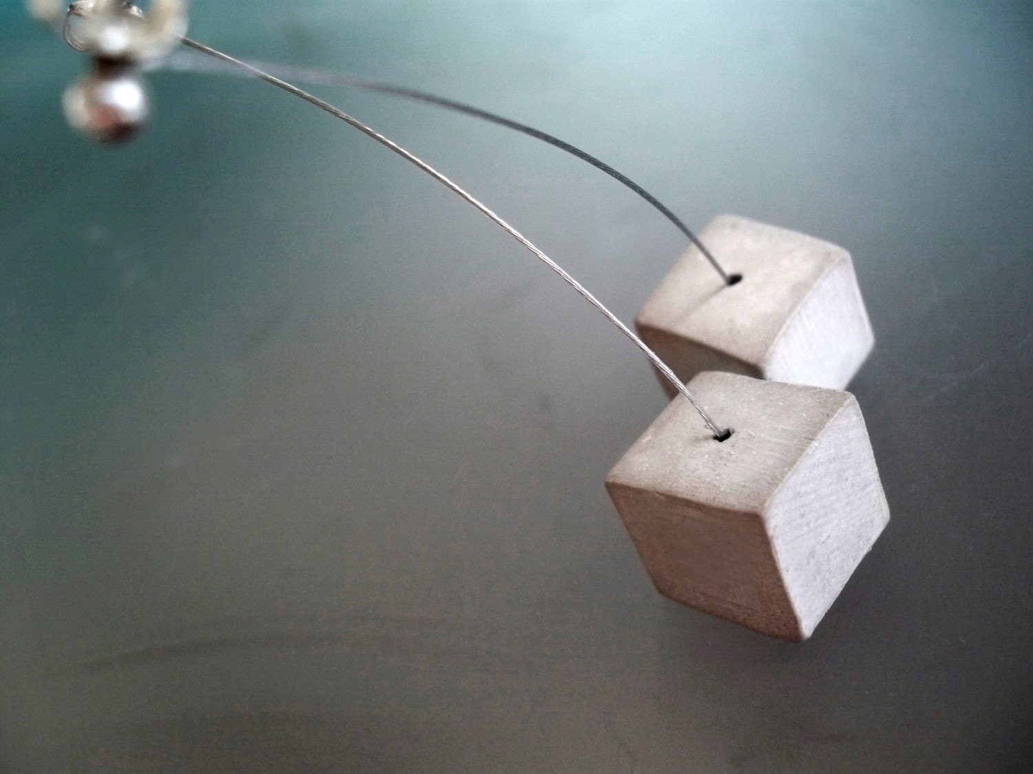 Concrete and Cherries - Cube Earrings