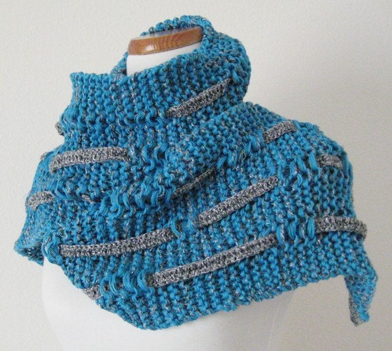 Aqua Blue N Silver Sparkling Scarf