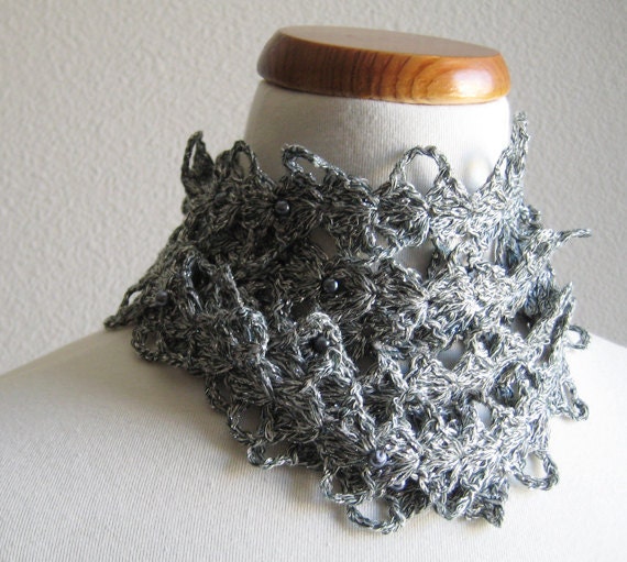 Silver Pearl Long Scarf