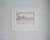 MORNING LANDSCAPE original  watercolor painting MATTED