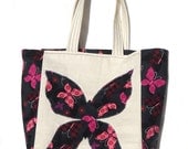 Black and Pink Gothic Butterflies Tote Bag