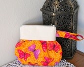 Pleated Orange and Purple Butterflies Zipper Pouch