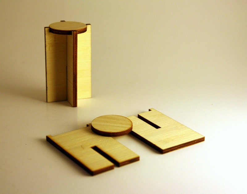 Modern End Table Set in Bamboo, Dollhouse Miniature Furniture in 1:12, One Inch Scale, "Simplism" End Tables Set of 2