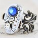 Steampunk Ring Jewelry - Blue Brass Silver - Steam punk - Elgin Clockwork - Swarovski Crystal