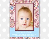 Printable Baby Photo Announcement - Vintage Floral
