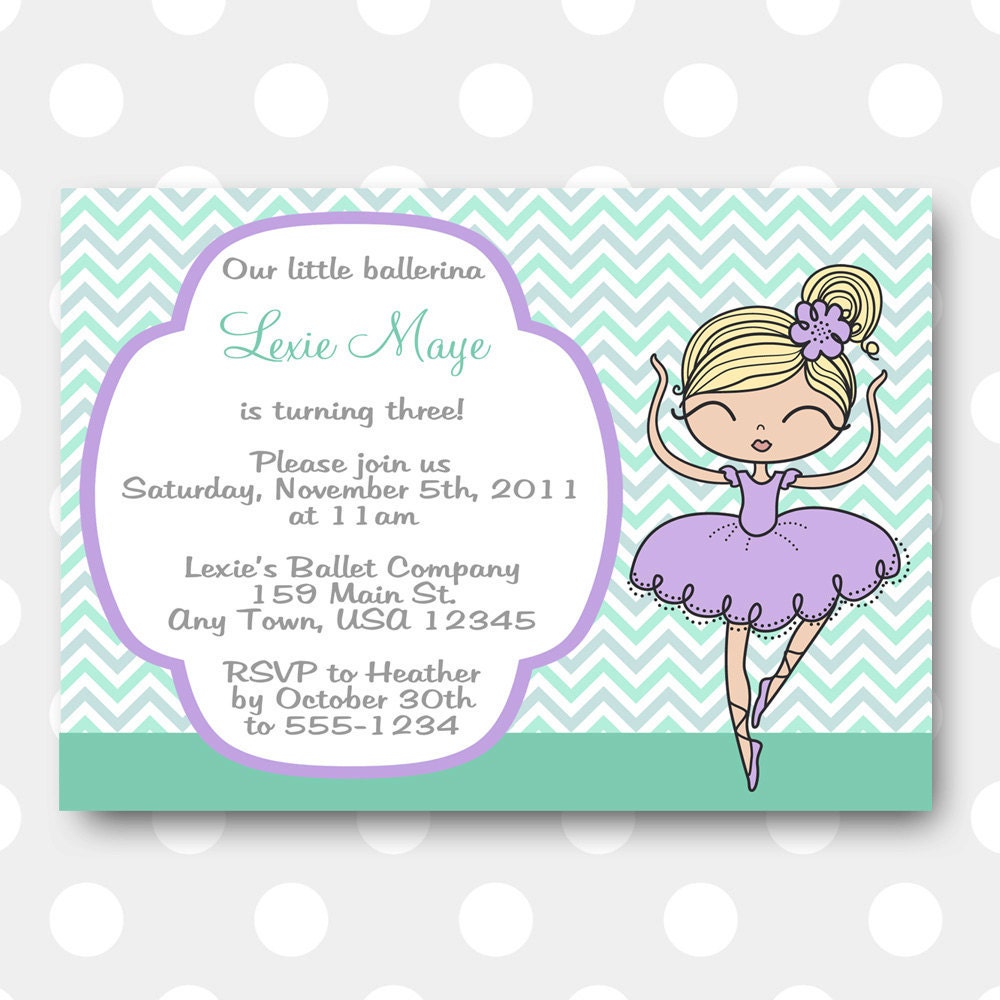 Printable Birthday Party Invitation - Whimsy Ballerina