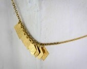 Cleo -  vintage brass diamond fringed necklace