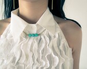 Nea - pretty frosty seafoam agate and vintage brass beads necklace