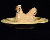 Deviled Egg Dish Vintage Chicken Hen Yellow Serving Plate Collectible Housewares
