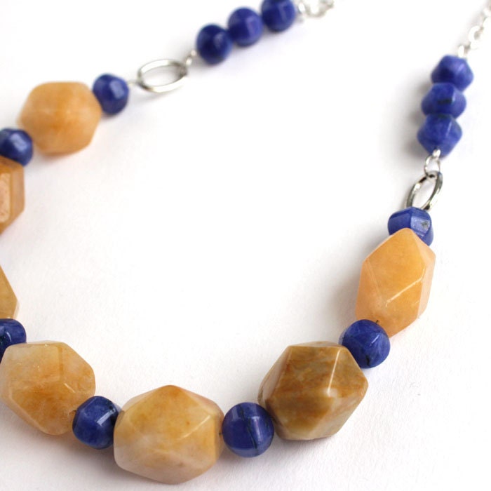Faceted Yellow Jade Statement Necklace - Honey Skies - Mother's Day Gifts