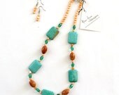 Turquoise Necklace and Earrings Set - Petals From the West