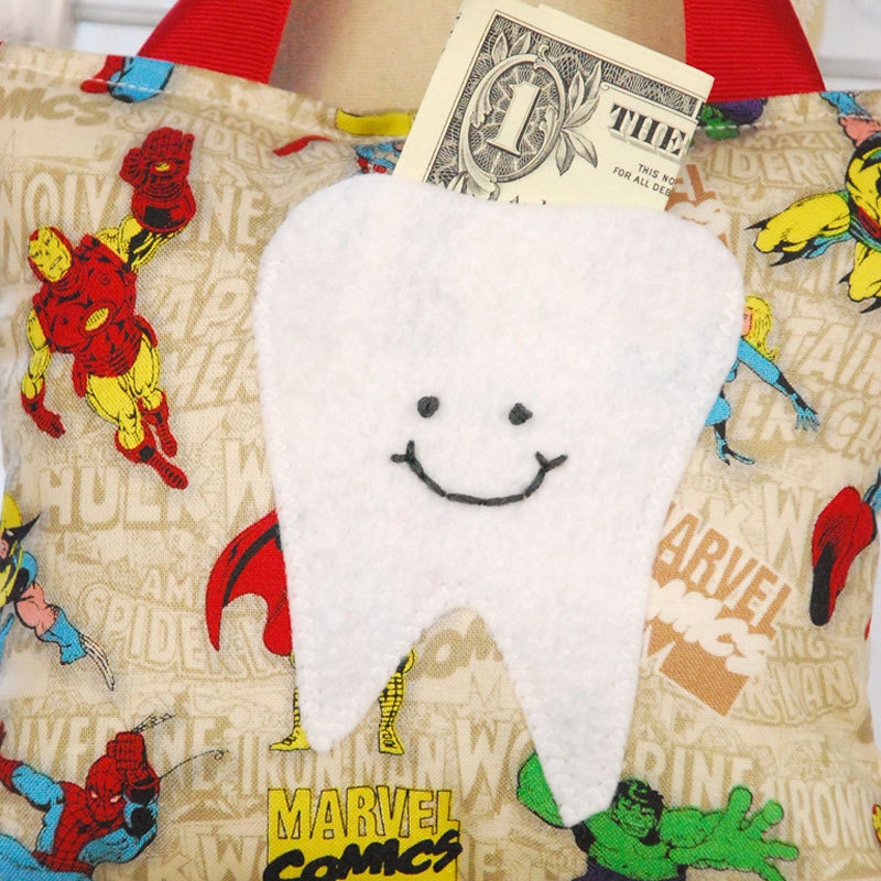 Boys Tooth Fairy Pillow Tooth Fairy Gift in The Avengers Comic Print