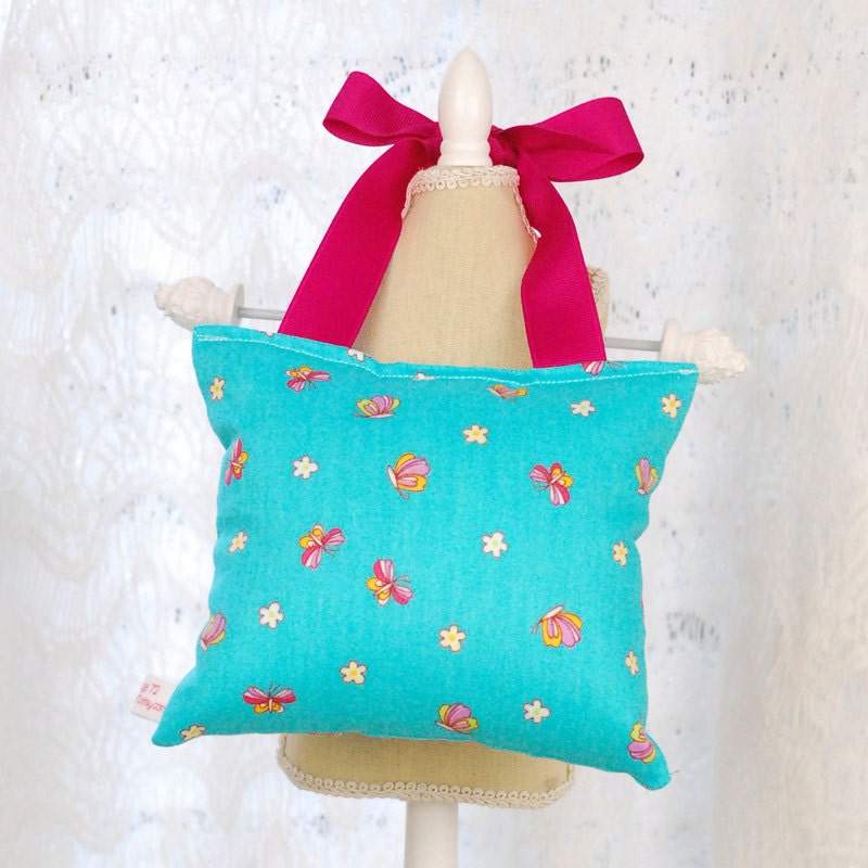 Girl's Tooth Fairy Pillow Tooth Fairy Gift in Turquoise Blue and Hot Pink