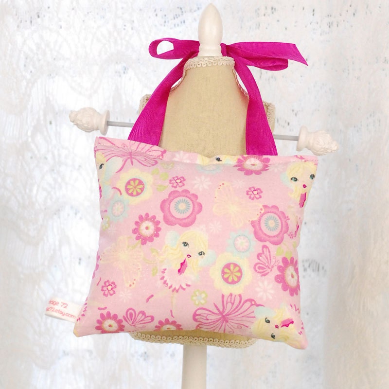 Girls Fairy Princess Tooth Fairy Pillow Tooth Fairy Gift in Pink Sparkle Princess Fabric