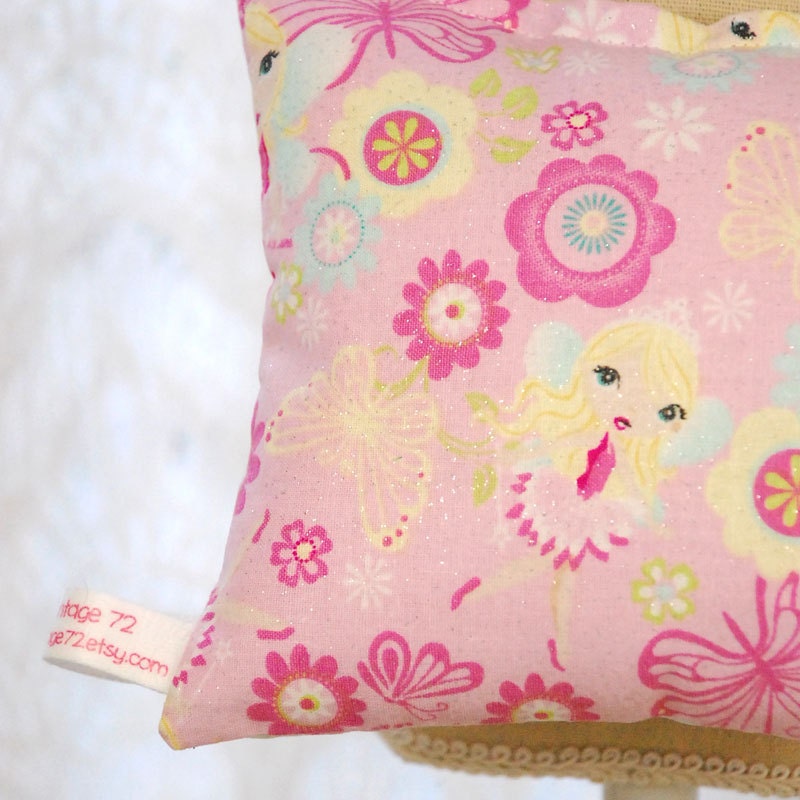 Girls Fairy Princess Tooth Fairy Pillow Tooth Fairy Gift in Pink Sparkle Princess Fabric