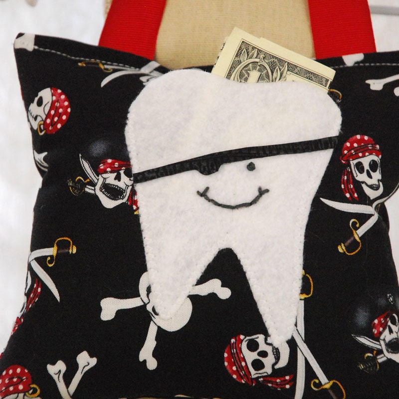 Boy's Tooth Fairy Pillow in Pirate Print