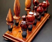 17 HOLE BOTTLE STOPPER DISPLAY STAND BLACK WALNUT