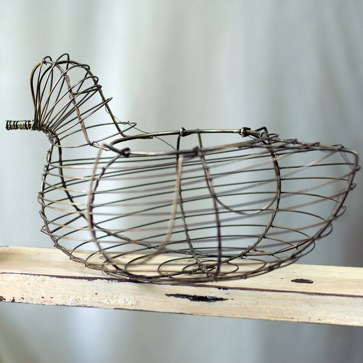 Egg Basket Wire Chicken Vintage