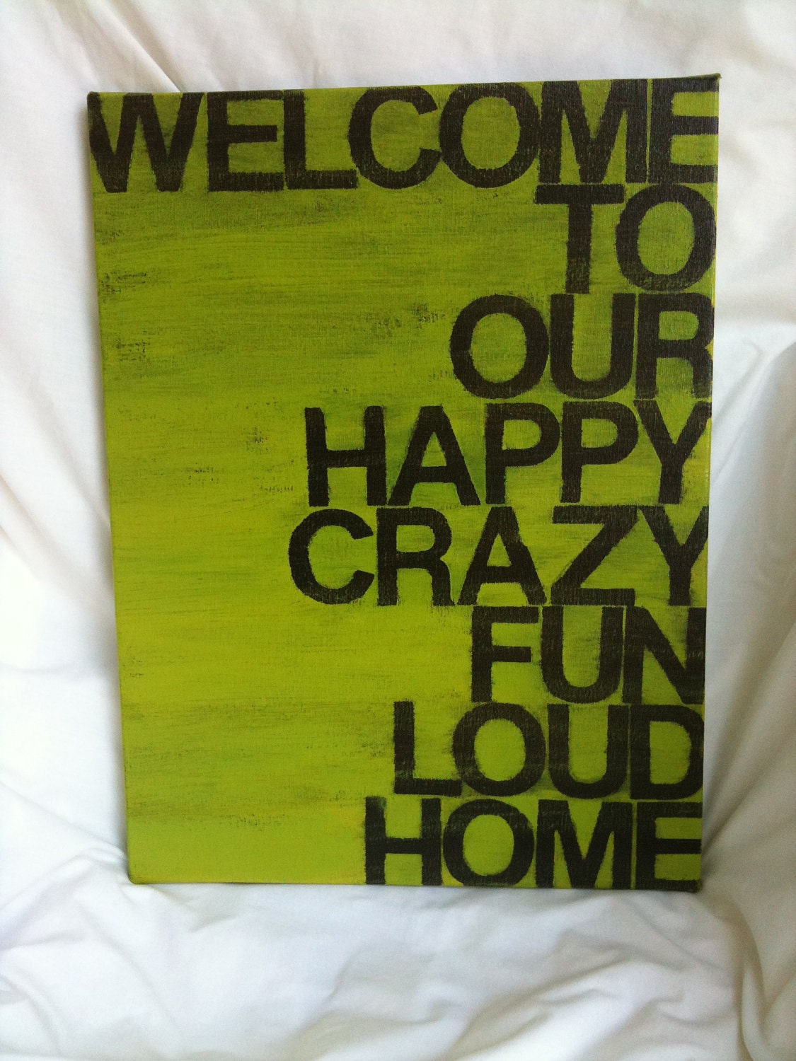 welcome to our...home - in your preferred color - 12 x16 - hand painted canvas sign - custom color