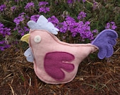 spring chicken "Peachy" - recycled felted wool - Easter basket