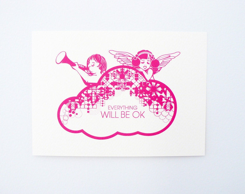 Everything will be ok cloud - 5x7 illustration print