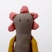 Spring Limited Edition - Flower Doll in Pink, mustard yellow, brown, gray , Dotted and striped handmade doll