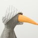 Gray  Bird, duck or maybe a penguin... in Checkered hat, Bright orange beak and gray  jeans - handmade fabric doll
