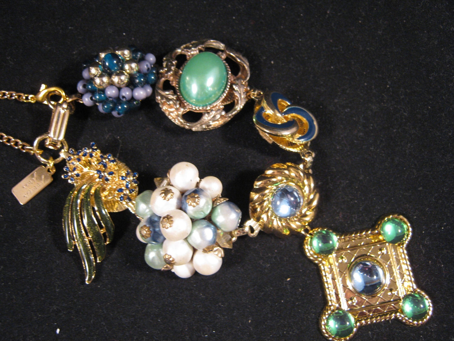 Reclaimed Vintage Bracelet, Vintage Earring Bracelet, Bridesmaid Gift, Vintage Cluster Earrings, Under 40 - The Regal Wrist