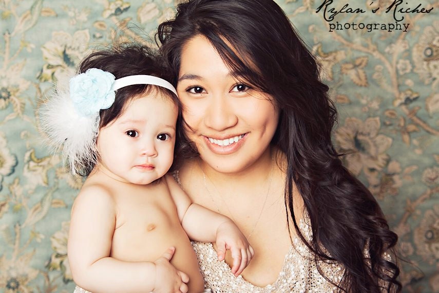 Baby headband, newborn headband, adult headband, child headband and photography prop The single sprinkled- Lacey pink/blue headband