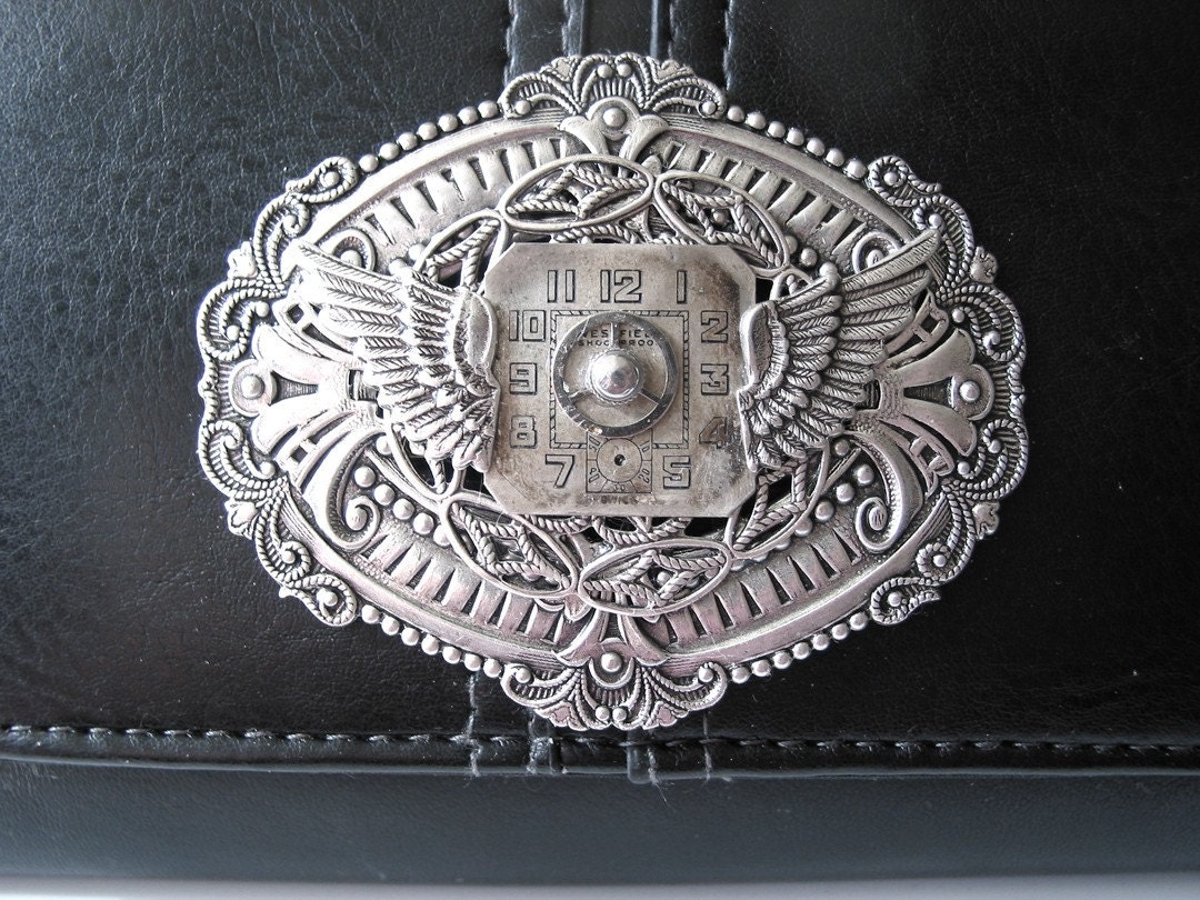 Black Steampunk Clutch Wallet