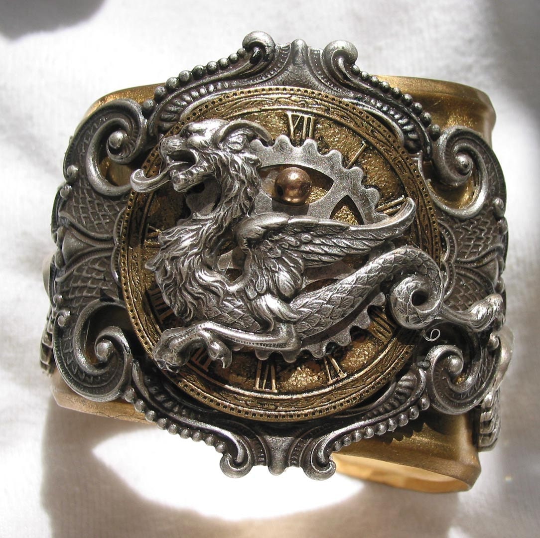 Steampunk Dragon Brass Cuff