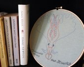 Squid Hand Embroidered Hoop