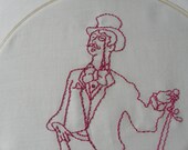 Victorian Dandy Hand Embroidered Hoop