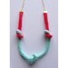 Hand Dyed Knot Necklace Ombre Red & Seafoam