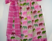 Girls pillowcase dress Urban Circus Elephants in Pink custom made by Baby Harrill