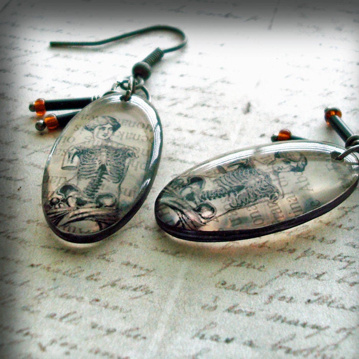 Venus de Milo, skeletal, zombie,guts, resin earrings
