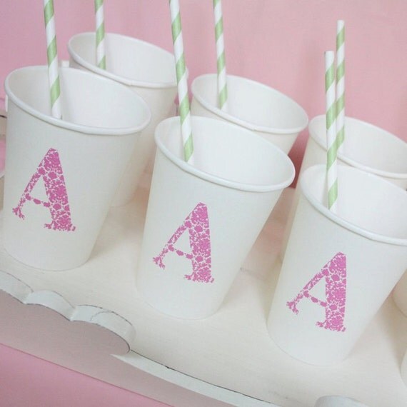 Initial Monogram Design 50 custom printed paper cups Il_570xn