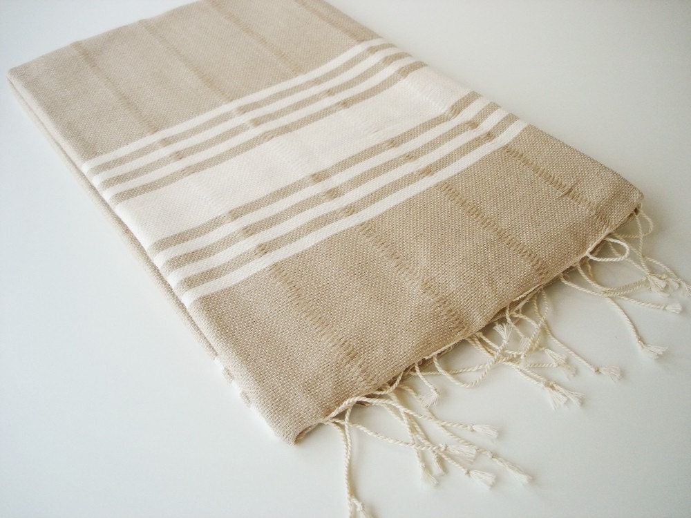 Bathstyle Turkish BATH Towel Handwoven Peshtemal - SOFT - Beige