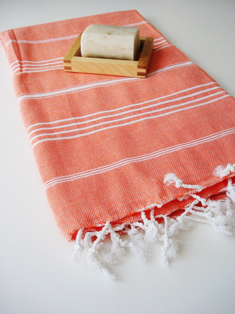 Turkish BATH Towel - Classic Peshtemal - Orange