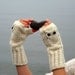 Hedwig owl fingerless mittens / gloves in white made of wool alpaca acrylic yarn blend