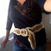 Crochet Boho Wrap Belt, Tan and Off-White