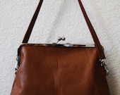 Tan Cognac Brown Calfskin leather clutch handbag - other colors available