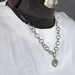 Vintage Jade Heart Charm on an up-cycled Single Triple Chain Silver in color