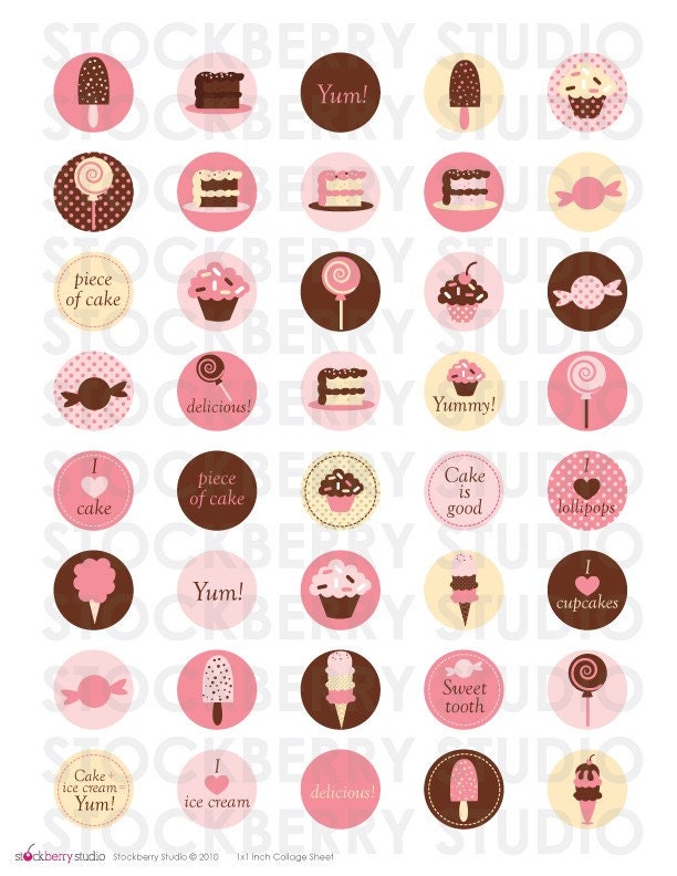 Sweets Collage Sheet 1in Circles Il_170x135