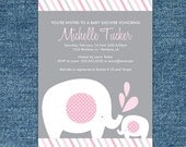 Elephant Baby Shower Printable Invitation Gray and Pink Il_170x135