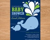 Blue Green Whale Baby Shower DIY Printable Invitation Il_170x135