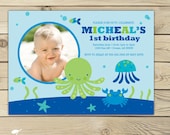 Blue Sea Printable Photo Birthday Party Invitation party 5x7 invitation Il_170x135