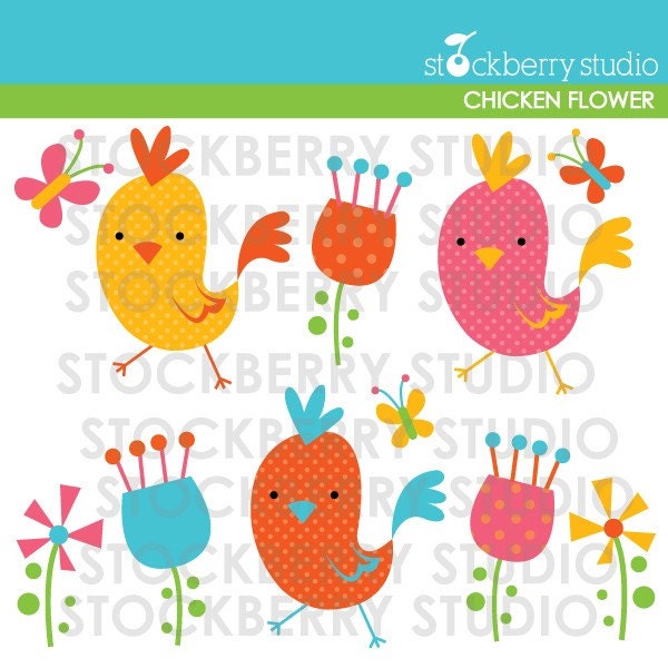 Chicken Personal and Commerical Use Vector Clipart Set Il_570xn